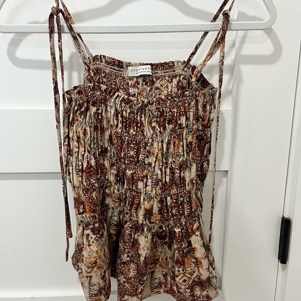 Paper Crane Brown Tan Blouse